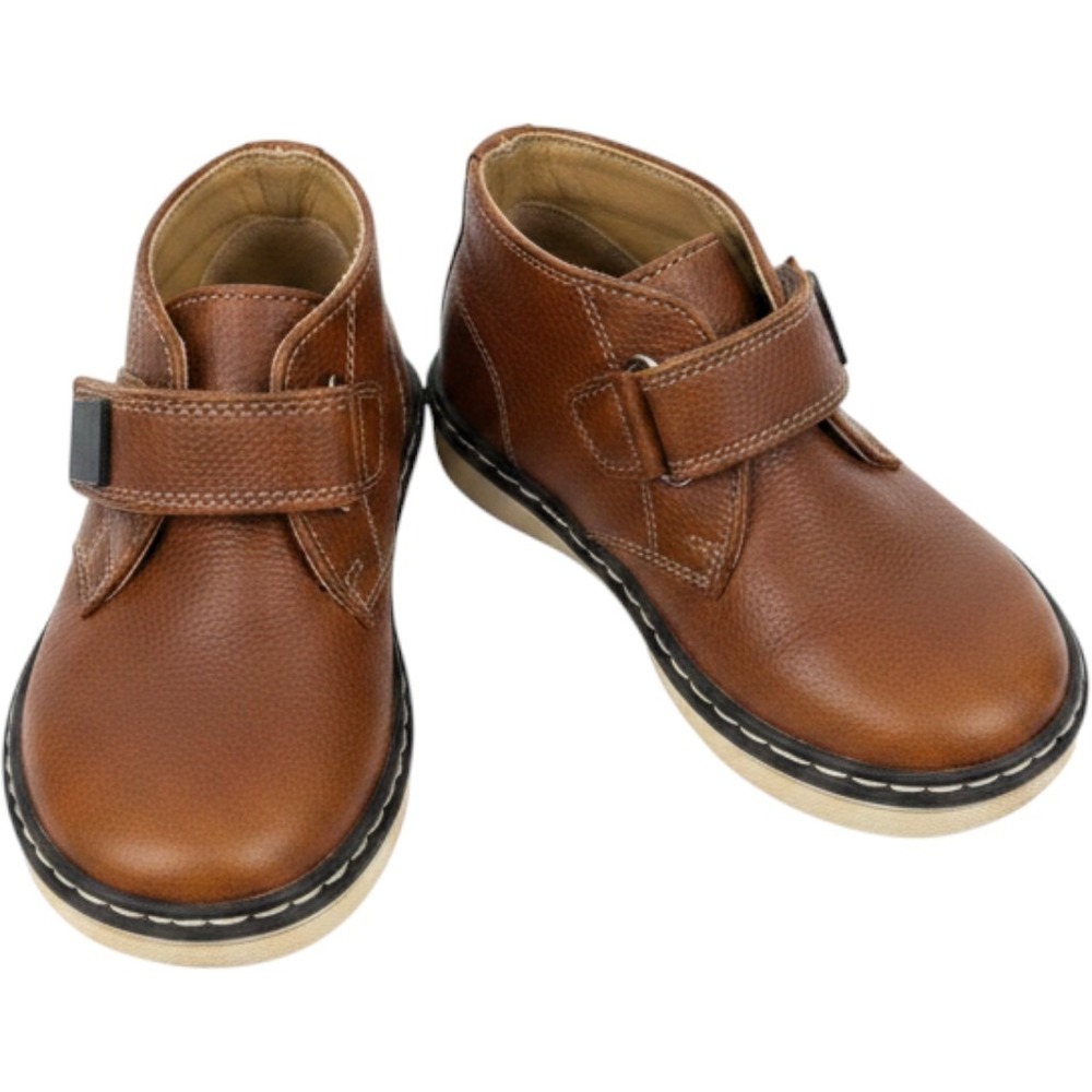 Johnston & Murphy Boys Tan Leather Chukka Boots Size 8M 28-13852 Hook Loop Strap